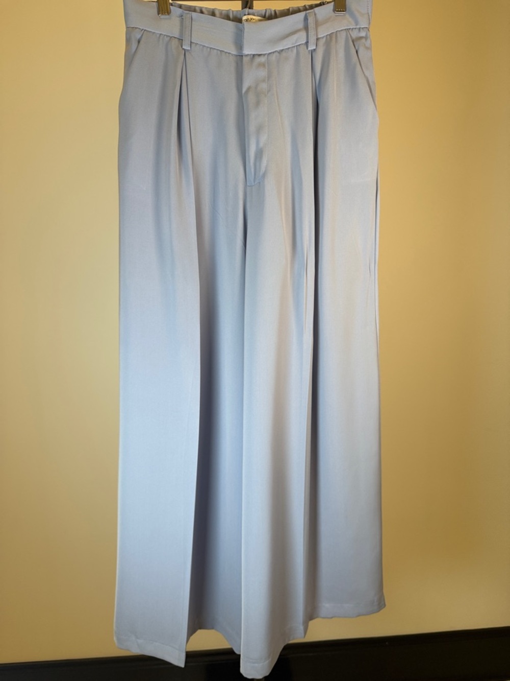 Tronjori High Waist Pleated Wide Leg Palazzo Pants - Baby Blue | Size M